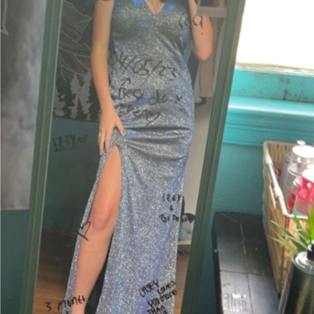 Elegant Silver Evening Gown